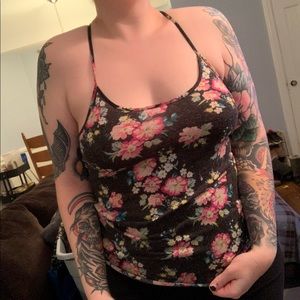 Urban Outfitters Black Floral Tank Top Size Medium
